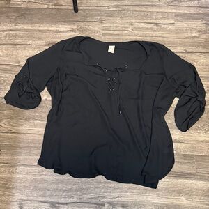 Faded Glory Black Lace-Up Blouse